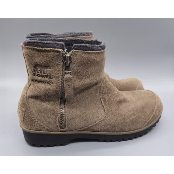 SOREL‎ Womens Size 9 Gray Zip Up Waterproof Suede Ankle Boots NL2189-255 - Picture 1 of 7